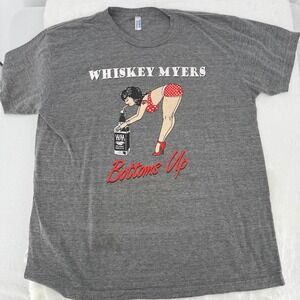 Whiskey Myers T Shirt Mens XL Gray Bottoms Up Pin Up Girl Graphic Tee